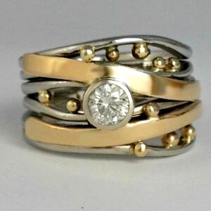 Vintage Gold Inlaid Zirconia Ring